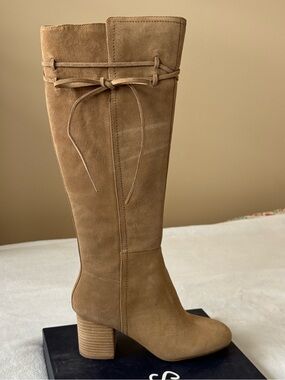 Splendid Camel Suede Knee High Heeled Boots